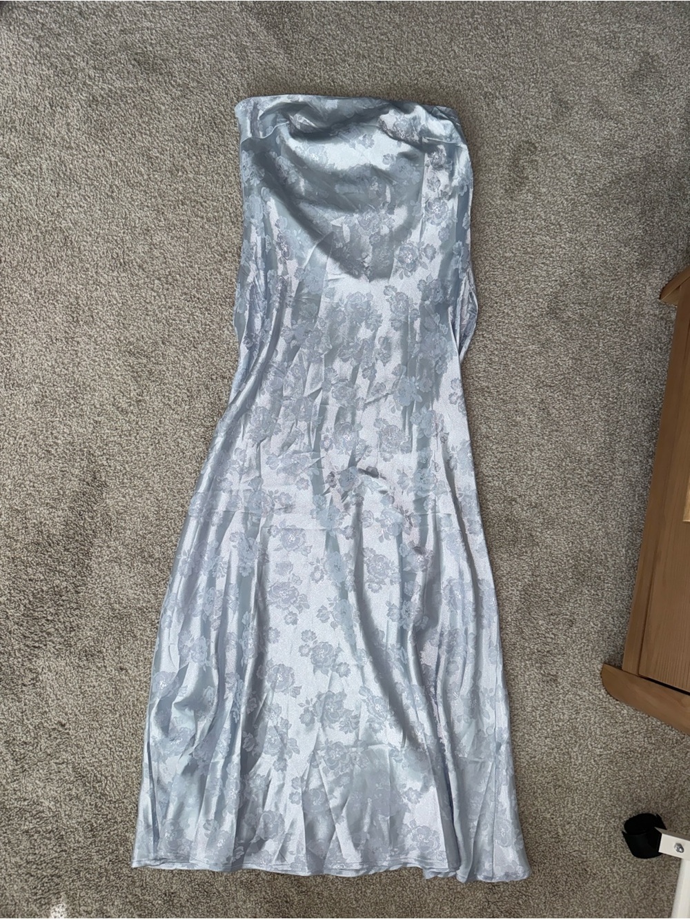 Princess Polly Silver Floral Strapless Satin Slip Dress